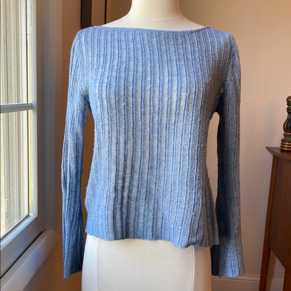 Blue Ribbed Women's Sweater